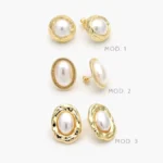 Aretes Perlas Chapa de Oro 739