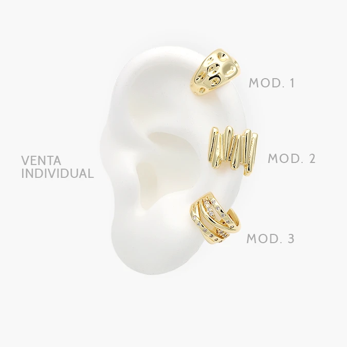 CA60152 Cuff Zirconias Blancas Chapa de Oro 152 - Imagen 1
