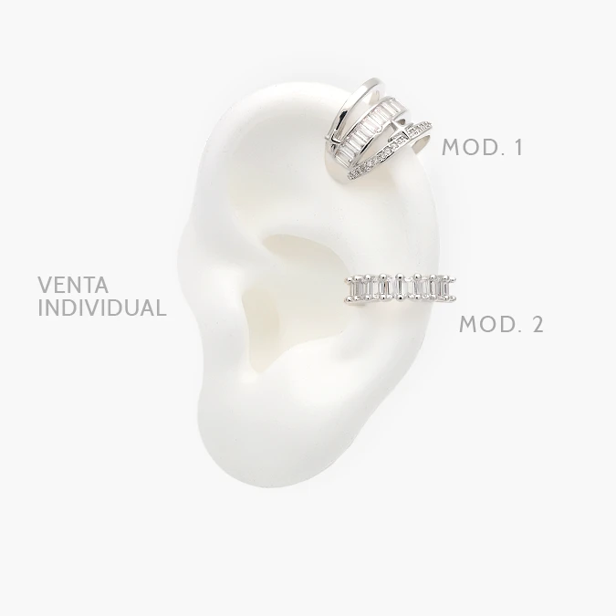 CA60156 Cuff Zirconias Blancas Chapa de Rodio 156 - Imagen 1