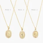Collar Virgen Guadalupe Zirconias Blancas Chapa de Oro 431