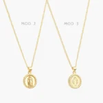Collar Virgen de Guadalupe San Benito Liso Sin Piedras Chapa de Oro 451