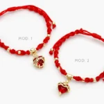 Pulso Tejido Sagrado Corazón Zirconia Roja Chapa de Oro 304 - Modelo 1