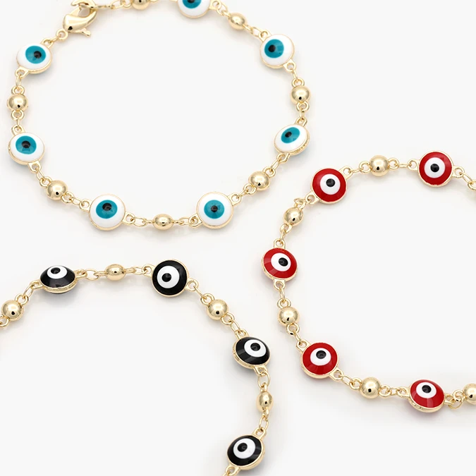 CP0307-1 Pulso Ojo Turco Blanco Rojo y Negro Chapa de Oro 307 - Imagen 1
