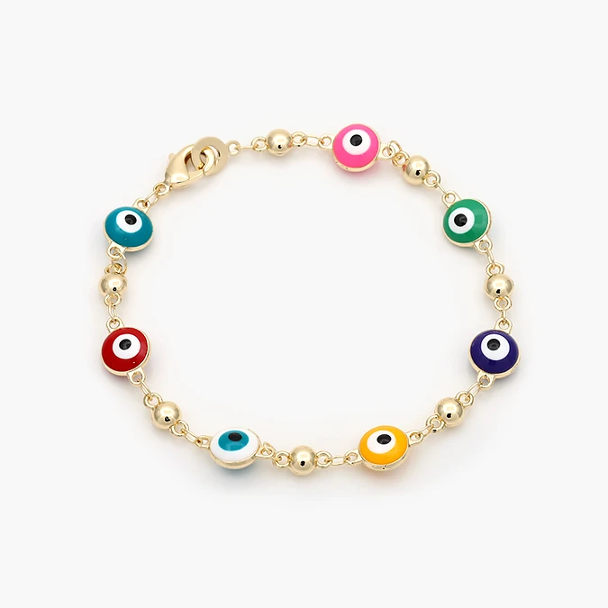 CP0309 Pulso Ojo Turco Colores Chapa de Oro 309 - Imagen 1
