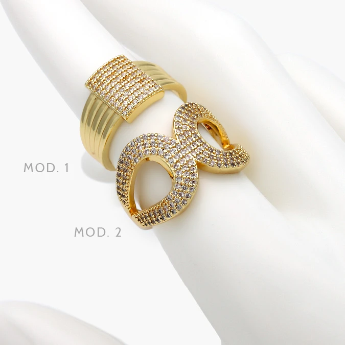 CTB1346 Anillo Zirconias Blancas Chapa de Oro 1346 - Imagen 1