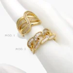 Anillo Zirconia Eslabones Chapa de Oro 1347 - Modelo 1
