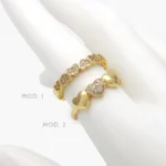 Anillo Ajustable Zirconias Blancas Chapa de Oro Corazones 1348