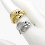 Anillo Liso Ajustable Hoja Palmera Chunky Chapa de Oro 1361