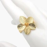 Anillo Liso Ajustable Flor Chunky Chapa de Oro 1362