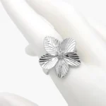 Anillo Liso Ajustable Flor Chunky Chapa de Oro 1362 - Imagen 2