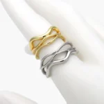 Anillo Liso Ajustable Ondulado Chunky Chapa de Oro 1368
