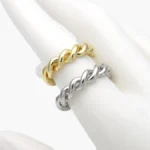 Anillo Ajustable Liso Chapa de Oro Trenzado 1372 - Oro