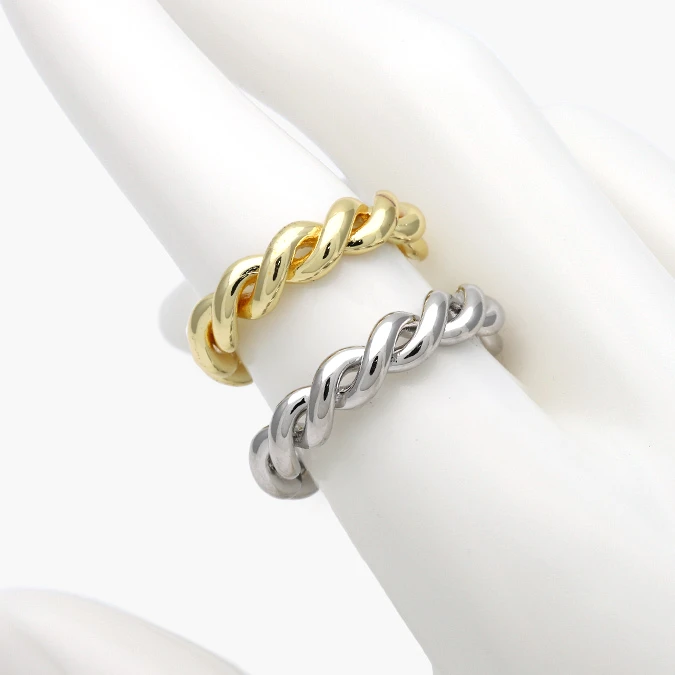 CTB1372 Anillo Ajustable Liso Chapa de Oro Trenzado 1372 - Imagen 1