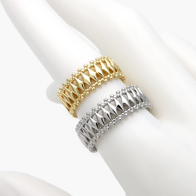 CTB1374 Anillo Ajustable Liso Churumbela Chapa de Oro Rombos 1374 - Imagen 1