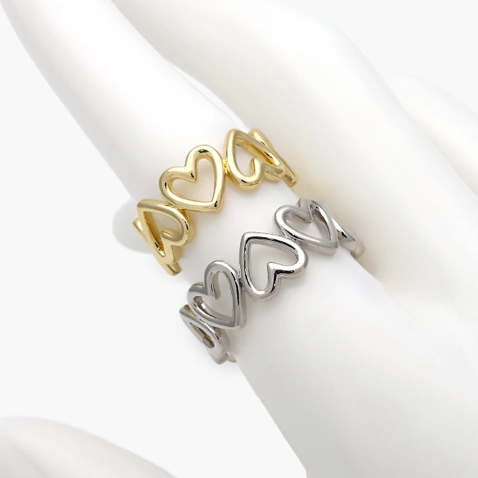 CTB1375 Anillo Ajustable Liso Chapa de Oro Corazones 1375 - Imagen 1