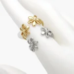 Anillo Ajustable Liso Chapa de Oro Flores 1378