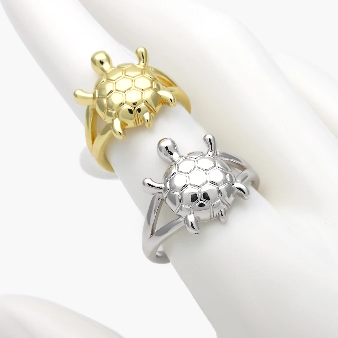CTB1379 Anillo Ajustable Liso Chapa de Oro Tortuga 1379 - Imagen 1