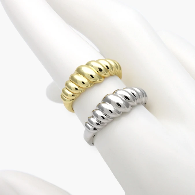 CTB1380 Anillo Ajustable Liso Chunky Torcido Chapa de Oro 1380 - Imagen 1