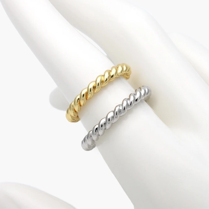 CTB1382 Anillo Churumbela Ajustable Liso Torcido Chapa de Oro Trenzado 1382 - Imagen 1