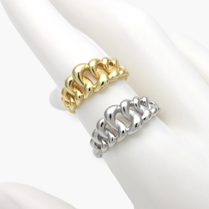 CTB1383 Anillo Ajustable Liso Chunky Chapa de Oro Eslabones 1383 - Imagen 1