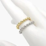 Anillo Churumbela Ajustable Liso Bolitas Chapa de Oro 1384