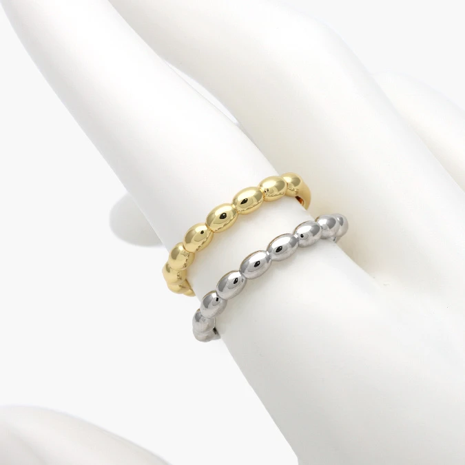 CTB1384 Anillo Churumbela Ajustable Liso Bolitas Chapa de Oro 1384 - Imagen 1
