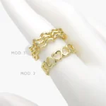 Anillo Liso Ajustable Chapa de Oro Corazones 1390 - Modelo 1