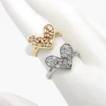 Anillo Corazón Zirconia Piedra Blanca Chapa de Oro 1393
