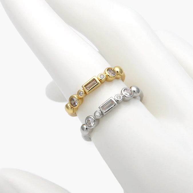 CTB1394 Anillo Churumbela Ajustable Chapa de Oro Zirconia Piedra Blanca 1394 - Imagen 1