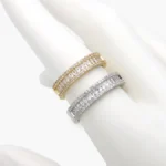 Anillo Ajustable Chapa de Oro Churumbela  Zirconias Piedra Blanca 1396