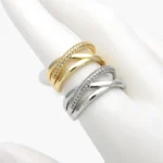 Anillo Ajustable Chapa de Oro Zirconias Piedra Blanca 1399