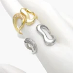 Anillo Ajustable Chunky Chapa de Oro Piedra Blanca 1401