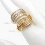 Anillo Barril Zirconias Piedra Blanca Chapa de Oro 1402 - Modelo 1