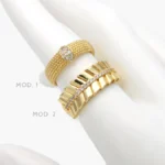 Anillo Ajustable Zirconias Piedra Blanca Chapa de Oro 1404
