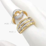 Anillo Chunky Zirconias Piedra Blanca Chapa de Oro 1408