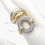 Anillo Chunky Zirconias Piedra Blanca Chapa de Oro 1409 - Modelo 1
