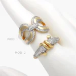 Anillo Chunky Zirconias Piedra Blanca Chapa de Oro 1410
