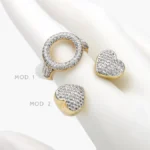Anillo Ajutable Chunky Zirconias Piedra Blanca Corazones Chapa de Oro 1411 - Modelo 1