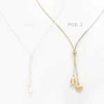 Collar Corbatín Gota Corazón Liso Sin Piedra Chapa de Oro 0704