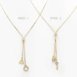 Collar Corbatín Triangulo Candado Llave Liso Sin Piedras Chapa de Oro 0705 - Modelo 1