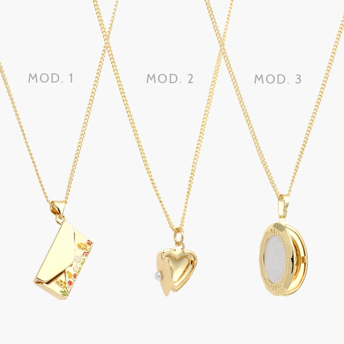 CTD719 Collar Relicario Bolso Corazón Perlas Chapa de Oro 719 - Imagen 1
