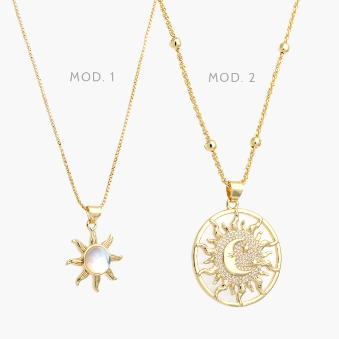 CTD721 Collar Sol Luna Chapa de Oro 721 - Imagen 1