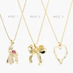 Collar Moño Corazón Mamá e Hija Chapa de Oro 722