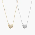 Collar Corazon Zirconias Blancas Chapa de Oro/Rodio 726
