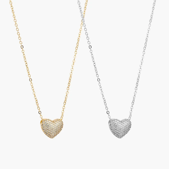 CTD726 Collar Corazon Zirconias Blancas Chapa de Oro/Rodio 726 - Imagen 1
