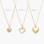 Collar Corazón Zirconias Blancas Chapa de Oro 727 - Modelo 1