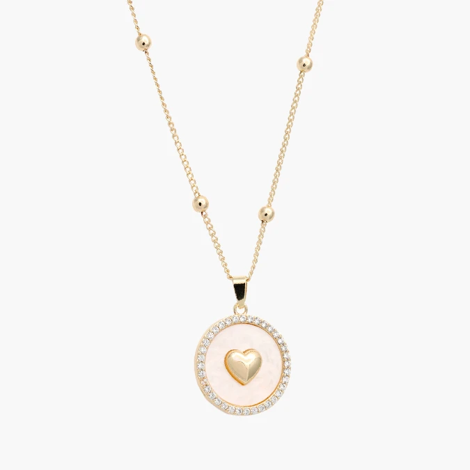 CTD728 Collar Corazón Zirconias Blancas Chapa de Oro 728 - Imagen 1