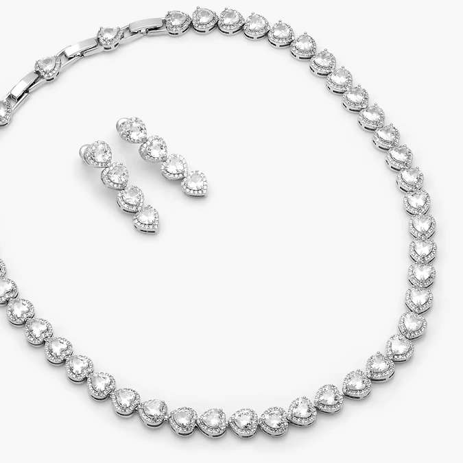 CTJ0110 Set Fiesta Chapa de Rodio Corazones Zirconia 0110 - Imagen 1
