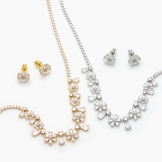 CTJ0174 Set Fiesta Chapa de Oro Flores Zirconias 0174 - Imagen 1