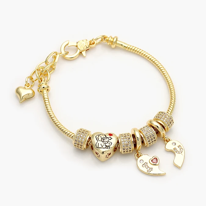 CTP0779 Pulso Armados Corazones Mascota Zirconias Chapa de Oro 0779 - Imagen 1